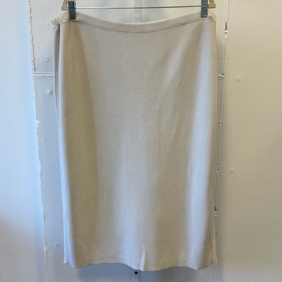 Eileen Fisher Dresses & Skirts - Eileen Fisher Silk Organic Cotton Bone Knee Length Straight Skirt Knit XL